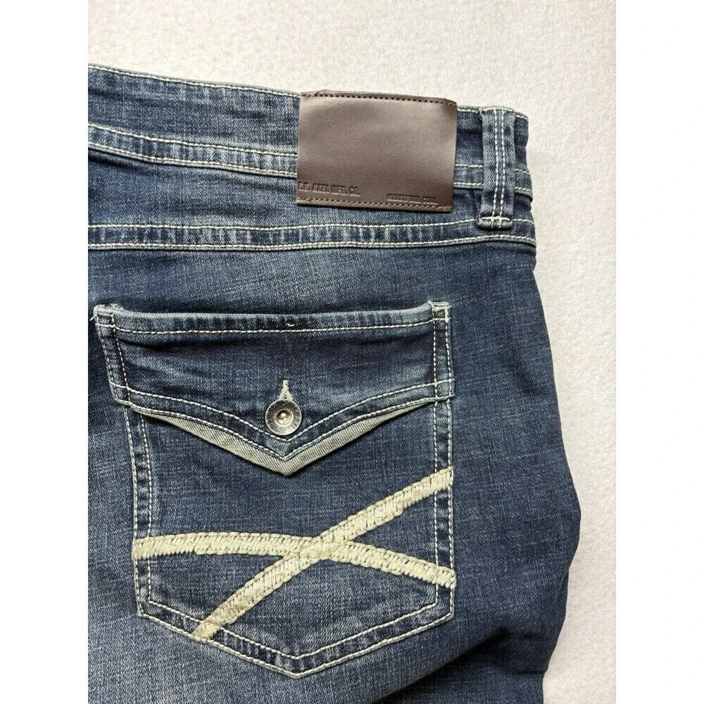 TK Axel Jeans Mens 38 x 32 Blue Denim Slim Boot Medium Wash Embroidered Y2K
